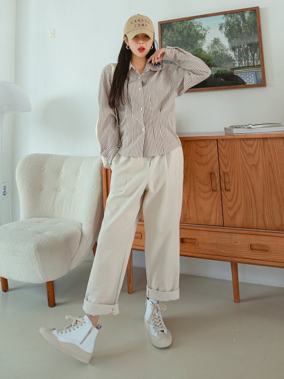 Vertical Striped Drop Shoulder Shirt,Fall Women Clothes Long Sleeve Top