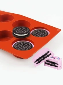 1入組小圓馬卡龍巧克力矽膠模具，可用於6個空格/15個空格/12個空格/55個空格，和1入組16個空格橢圓形巧克力模具 - 棕色 - 查看 3