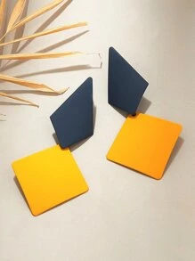 1pair Geometric Drop Earrings - Multicolor - View 1