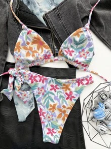 Bộ bikini tam giác in hoa, cho kỳ nghỉ hè ở bãi biển - Nhiều màu - Xem 2