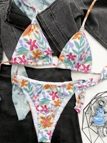 Bộ bikini tam giác in hoa, cho kỳ nghỉ hè ở bãi biển - Nhiều màu - Xem 3