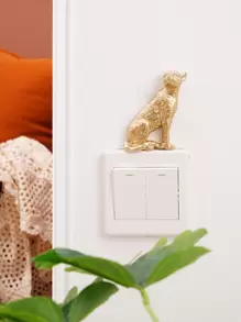 Leopard Design Switch Sticker, Stickers, Wall Decal, Vinyl Decal For Home Decorations, Spring Decoration Items Refresh Your Home, Rama Decoration Stickers Gifts Birthday Graduation - Gold - View 6