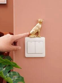 Leopard Design Switch Sticker, Stickers, Wall Decal, Vinyl Decal For Home Decorations, Spring Decoration Items Refresh Your Home, Rama Decoration Stickers Gifts Birthday Graduation - Gold - View 8
