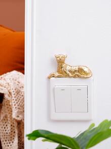 Leopard Design Switch Sticker, Stickers, Wall Decal, Vinyl Decal For Home Decorations, Spring Decoration Items Refresh Your Home, Festival Decoration Stickers Gifts Birthday Graduation - Gold - View 3