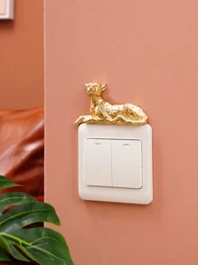 Leopard Design Switch Sticker, Stickers, Wall Decal, Vinyl Decal For Home Decorations, Spring Decoration Items Refresh Your Home, Festival Decoration Stickers Gifts Birthday Graduation - Gold - View 4