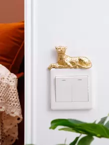 Leopard Design Switch Sticker, Stickers, Wall Decal, Vinyl Decal For Home Decorations, Spring Decoration Items Refresh Your Home, Festival Decoration Stickers Gifts Birthday Graduation - Gold - View 6