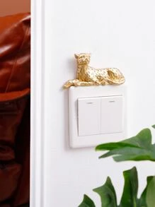 Leopard Design Switch Sticker, Stickers, Wall Decal, Vinyl Decal For Home Decorations, Spring Decoration Items Refresh Your Home, Festival Decoration Stickers Gifts Birthday Graduation - Gold - View 7