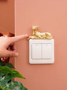 Leopard Design Switch Sticker, Stickers, Wall Decal, Vinyl Decal For Home Decorations, Spring Decoration Items Refresh Your Home, Festival Decoration Stickers Gifts Birthday Graduation - Gold - View 8