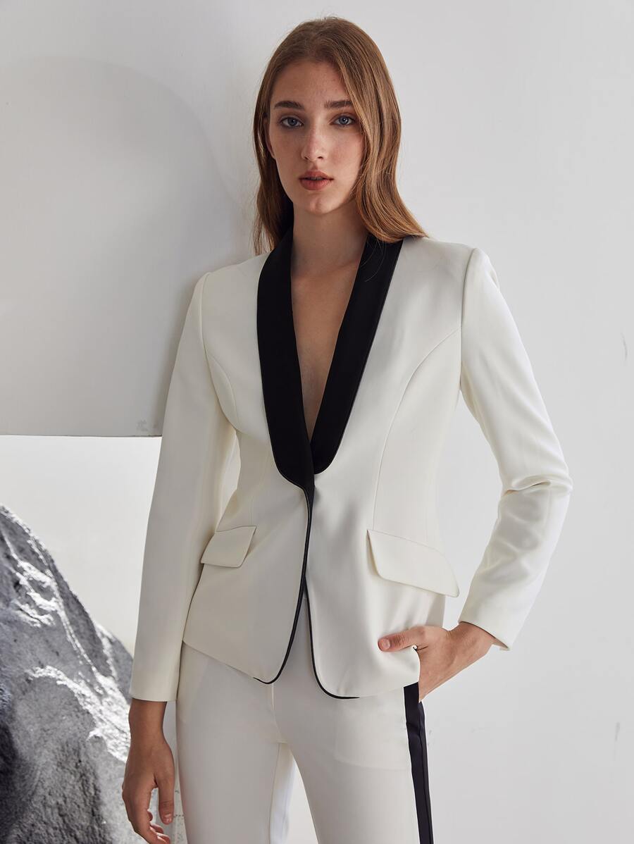 MOTF PREMIUM STRUCTURED CONTRAST COLLAR BLAZER