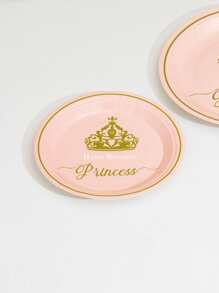 10入組皇冠圖案一次性盤子 - 彩色 - 查看 1