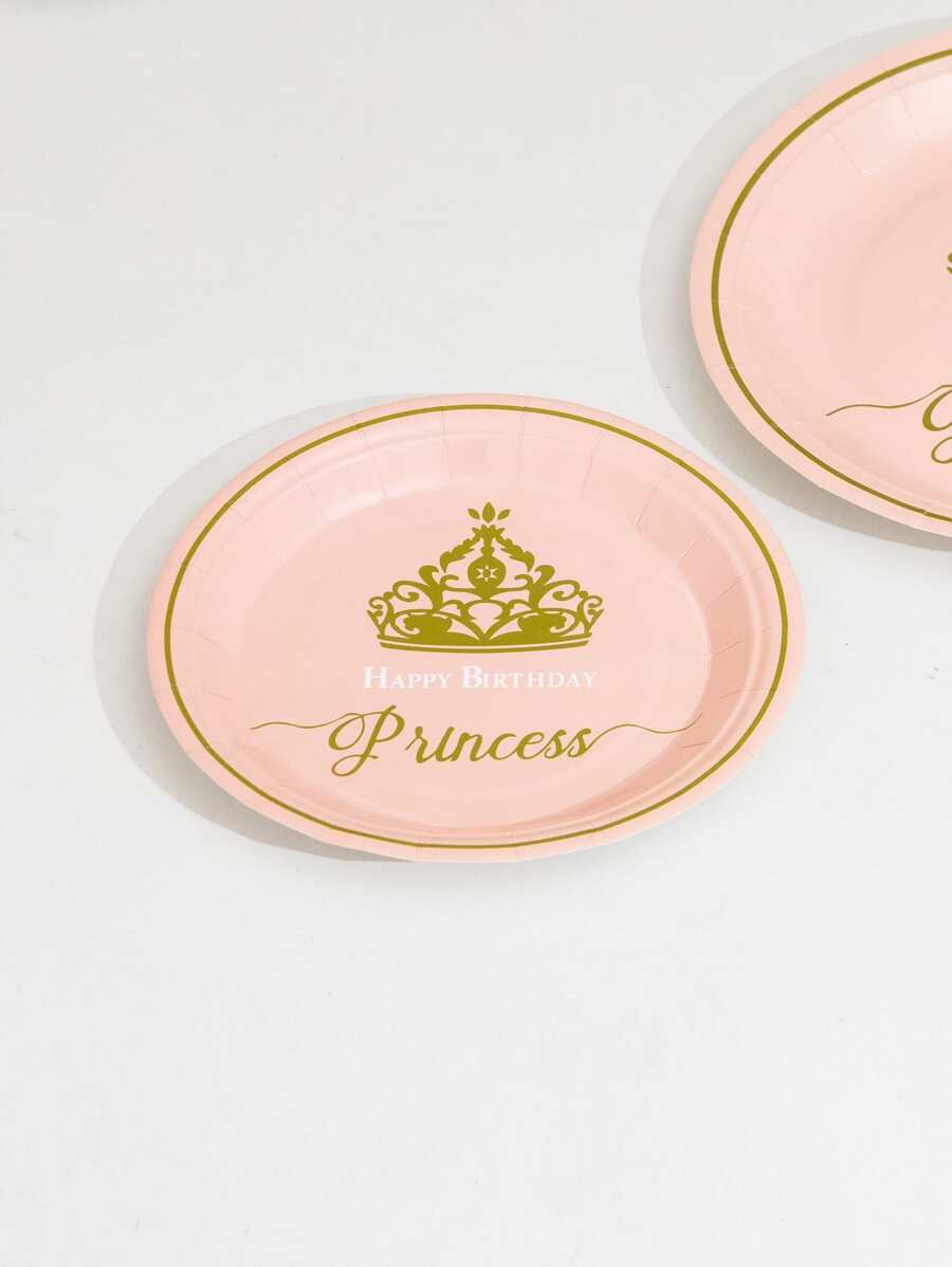 10入組皇冠圖案一次性盤子 - 彩色 - 查看 1