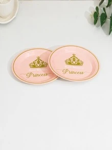 10入組皇冠圖案一次性盤子 - 彩色 - 查看 2