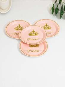 10入組皇冠圖案一次性盤子 - 彩色 - 查看 3