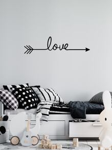 1入組箭頭和字母圖案極簡風格壁貼裝飾 - 黑色 - 查看 2