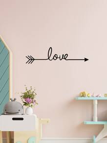 1入組箭頭和字母圖案極簡風格壁貼裝飾 - 黑色 - 查看 3