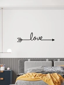 1入組箭頭和字母圖案極簡風格壁貼裝飾 - 黑色 - 查看 4