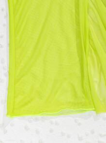 Ruffle Trim Cover Up Pants, For Summer Beach Vacation - Lime Green - View 4
