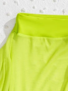 Ruffle Trim Cover Up Pants, For Summer Beach Vacation - Lime Green - View 5