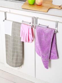 1pc Stainless Steel Towel Bar - Silver - View 2