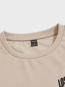 Manfinity VCAY Men Letter Graphic Tee & Drawstring Waist Shorts - Apricot - View 3