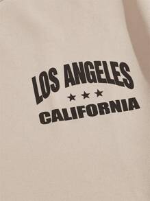 Manfinity VCAY Men Letter Graphic Tee & Drawstring Waist Shorts - Apricot - View 4