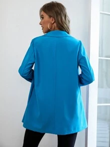 Áo khoác  âu phục nữ Nút đôi màu trơn Thanh lịch - Màu xanh lam - Xem 2