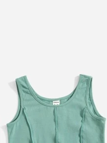 SHEIN Bộ hai mảnh Gái Thắt nút Túi màu trơn Giải trí - Màu xanh Bạc hà - Xem 3