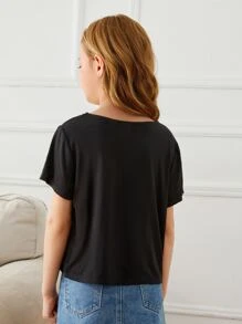 SHEIN 女孩撞色T恤 - 彩色 - 查看 2