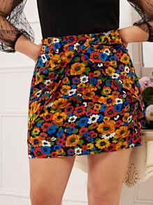 SHEIN Váy Plus Size Dây kéo Hoa Tất cả trên in Boho - Nhiều màu - Xem 3