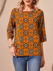 EMERY ROSE 滿版圖案印花上衣 - 彩色 - 查看 1