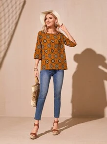 EMERY ROSE 滿版圖案印花上衣 - 彩色 - 查看 3