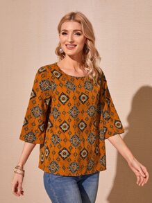 EMERY ROSE 滿版圖案印花上衣 - 彩色 - 查看 5