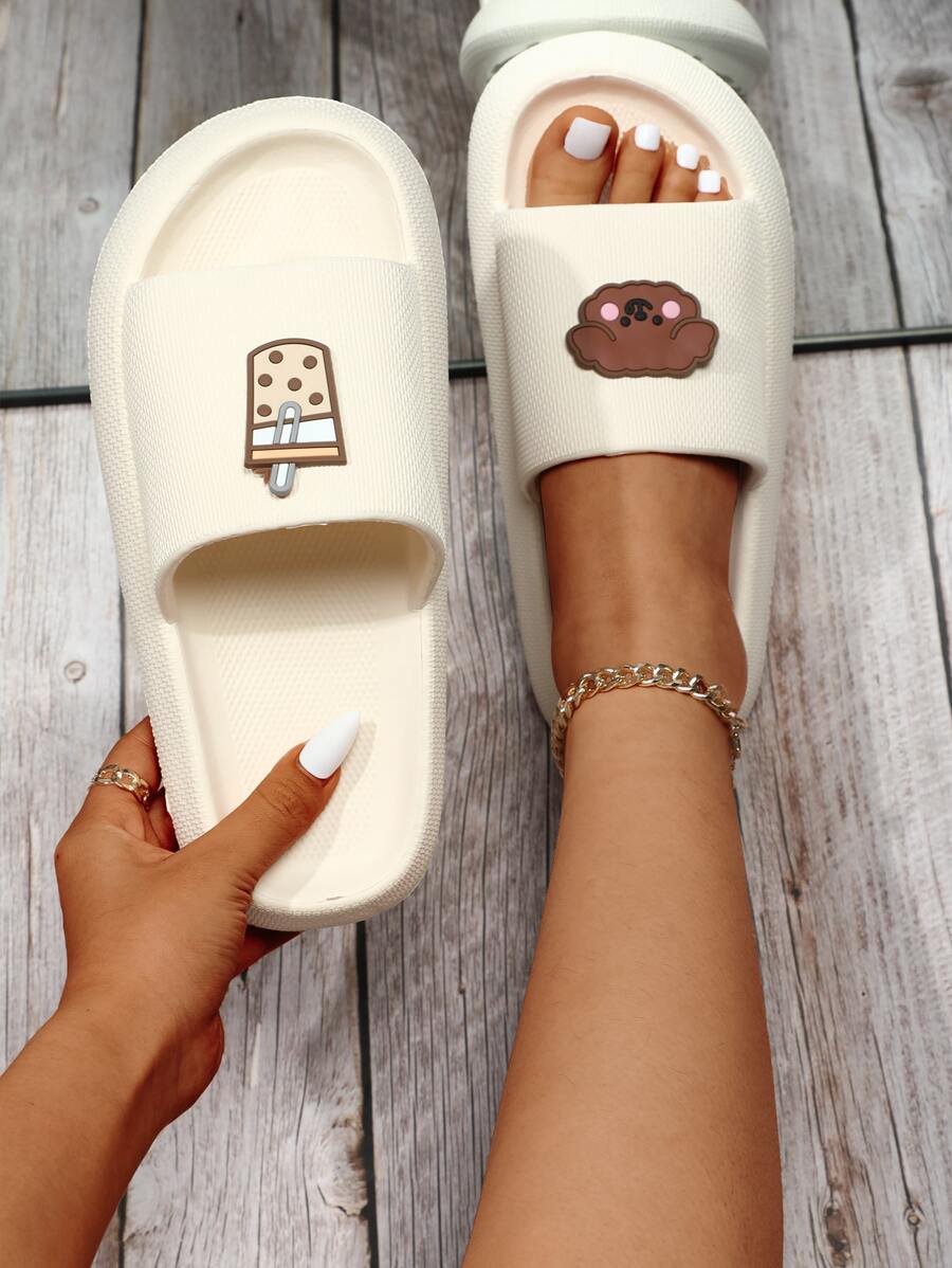 飲料和卡通圖案拖鞋 - 白色 - 查看 1