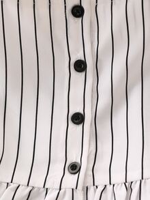 Bộ hai mảnh Gái Thắt lưng Xù Nút phía trước Quần paper-bag Sọc Boho - trắng - Xem 3