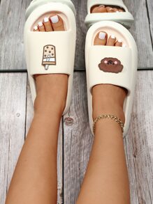 飲料和卡通圖案拖鞋 - 白色 - 查看 2