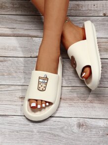 飲料和卡通圖案拖鞋 - 白色 - 查看 4
