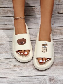 飲料和卡通圖案拖鞋 - 白色 - 查看 5