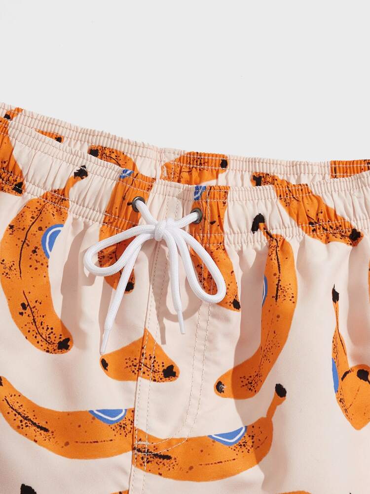 Quần short nam đi biển Dây kéo Túi Rau quả Tất cả trên in Kỳ nghỉ - trái cam - Xem 4