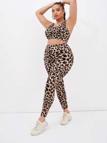 Yoga Basic Plus Leopard Print Sports Set - Multicolor - View 1
