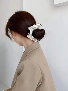 2pcs French Elegant Contrast Piping Scrunchie - Black and White - View 3