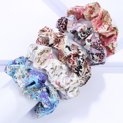 5pcs Floral Print Scrunchie