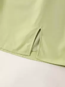 Chiquease Solid Split Hem Zipper Skirt - Lime Green - View 3