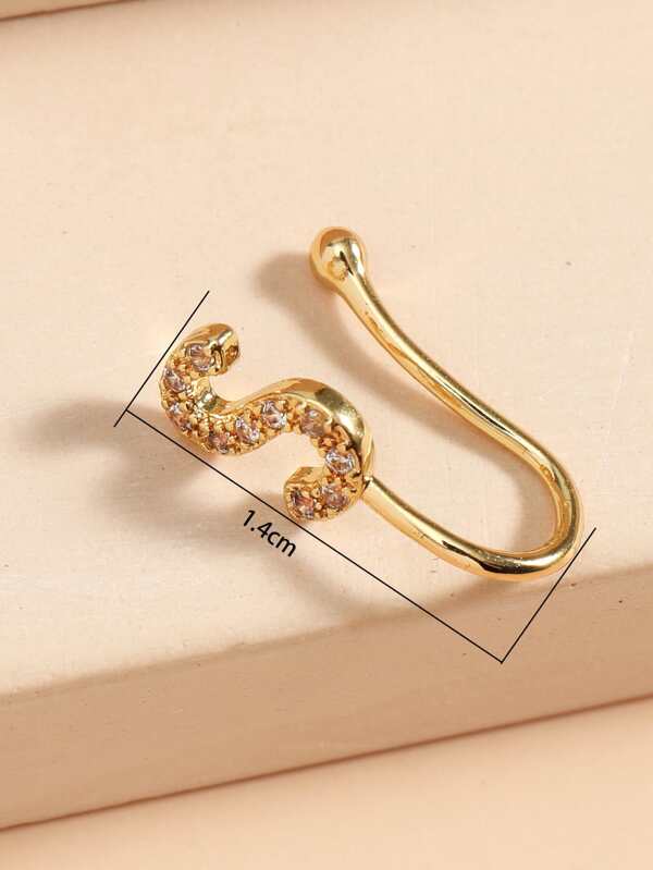Rhinestone Letter Decor Nose Ring Copper Crystal Punk Piercing For Men And Women Make A Bold