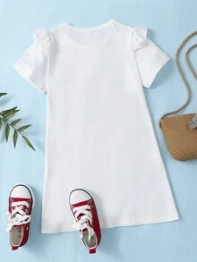 SHEIN Đầm bé gái Xù Hoạt hình Tim Dễ thương - trắng - Xem 2