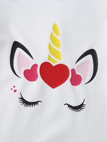 SHEIN Đầm bé gái Xù Hoạt hình Tim Dễ thương - trắng - Xem 5