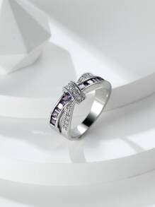 方晶鋯石裝飾戒指 - 紫色 - 查看 1