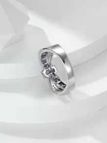 方晶鋯石裝飾戒指 - 紫色 - 查看 2