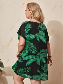 EMERY ROSE 大碼蝙蝠袖熱帶圖案連衣裙 - 彩色 - 查看 2