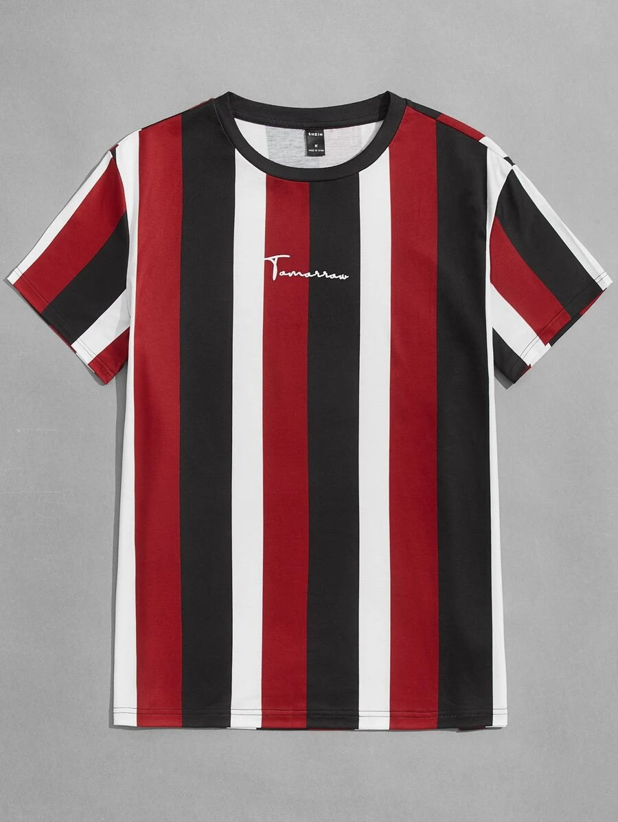 Manfinity VCAY Tops Nam Lá thư Sọc Kỳ nghỉ - Nhiều màu - Xem 1