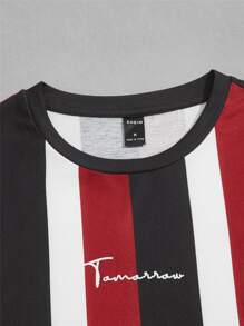 Manfinity VCAY Tops Nam Lá thư Sọc Kỳ nghỉ - Nhiều màu - Xem 3